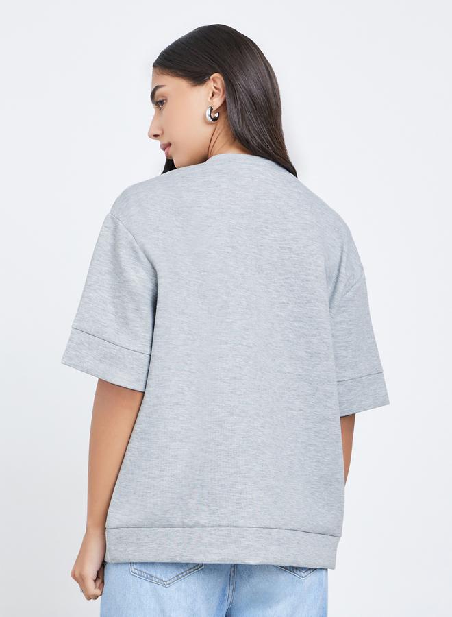 Styli Grey Oversized Round Neck T-Shirt - Image 5